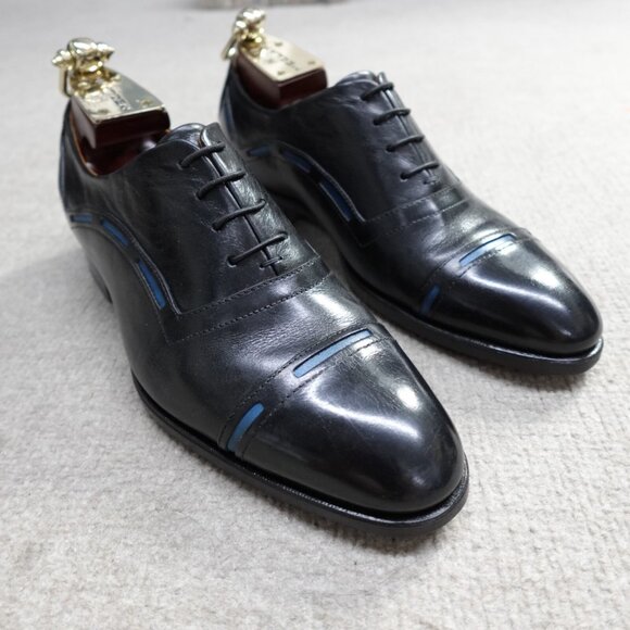 John Fluevog Shoes 8.5 Black The Gateways Cap Toe Oxford Lace - Picture 3 of 11